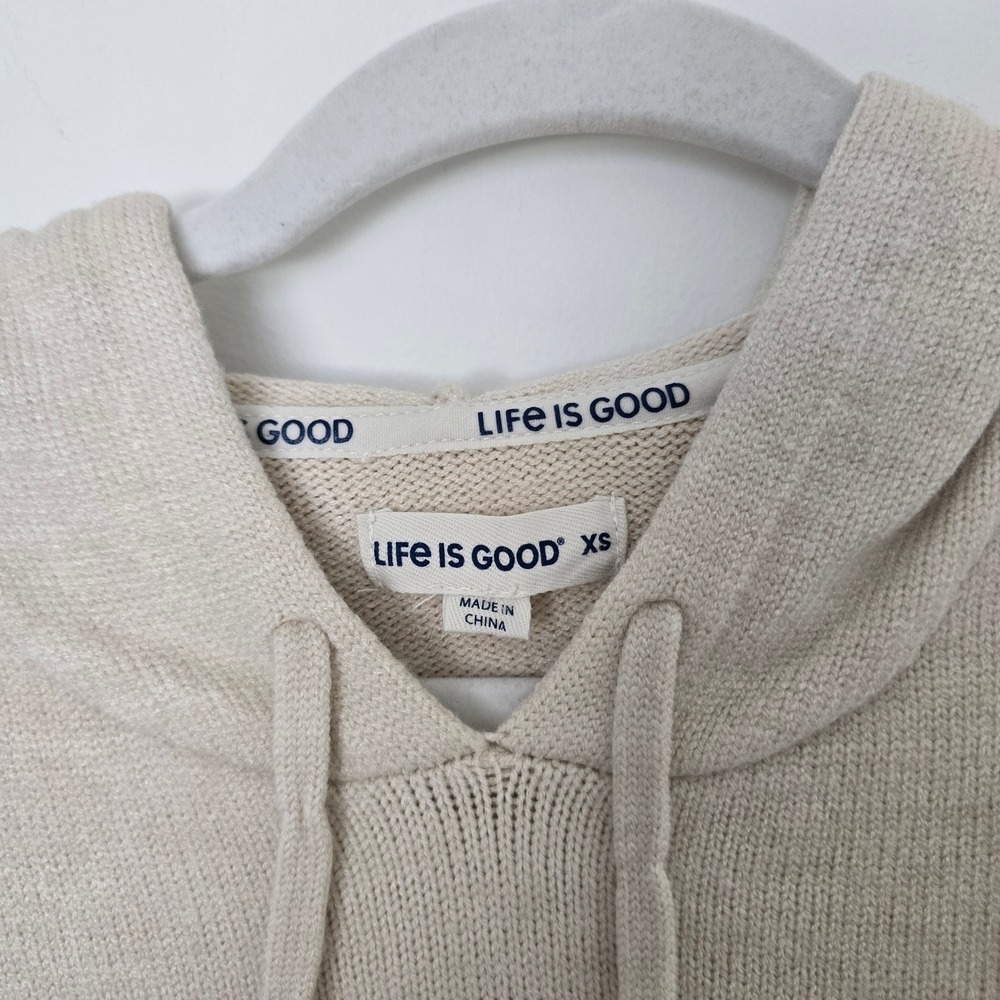 Life is Good Hoodie Sweater Women XS Beige Hot Cocoa Graphic WH52987-101-8PA - Picture 3 of 5